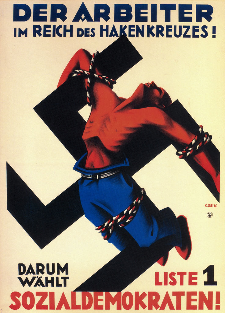 Detail of The worker under the swastika state! Therefore choose list 1, the Social Democrats!, 1932 by Karl Geiss