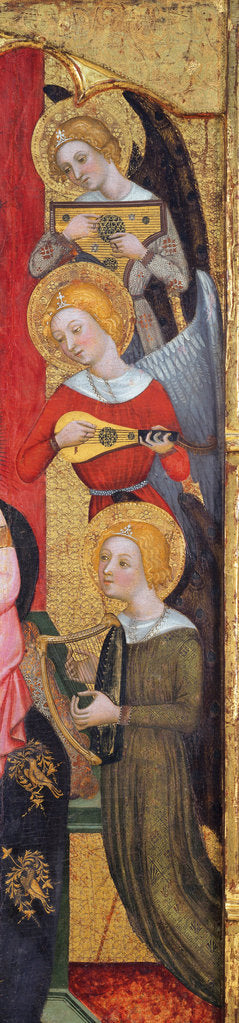 Detail of Madonna with Angels Playing Music (Detail), ca 1380 by Pere Serra