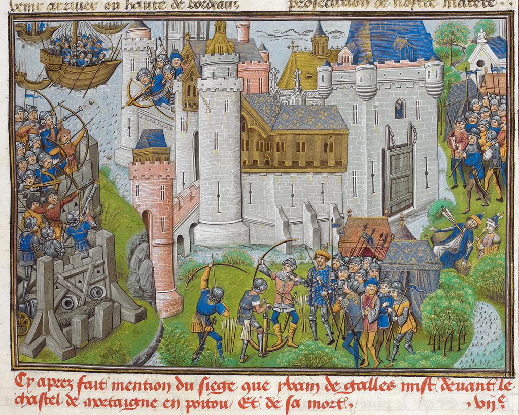 Detail of The Siege of the Castle of Mortagne, near Bordeaux, in 1377 (aus Recueil des croniques dEngleterre by Anonymous