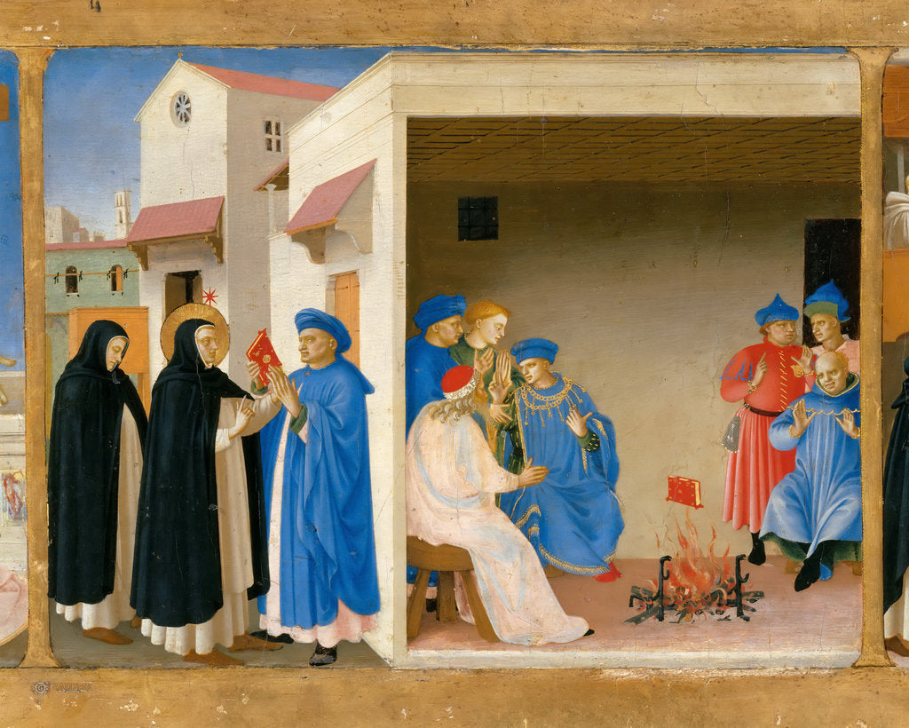 Detail of The Dispute of Saint Dominic and the Miracle of the Book (Predella of the retable The Coronation of by Fra Giovanni da Fiesole Angelico