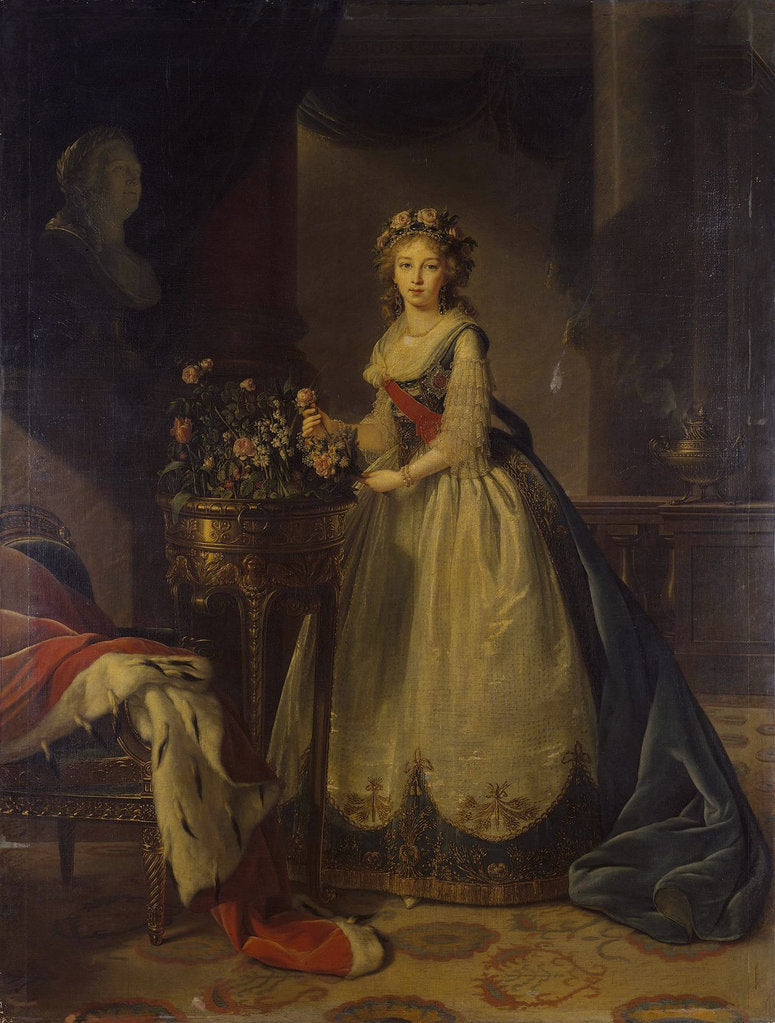 Detail of Portrait of Empress Elizabeth Alexeievna, Princess Louise of Baden, 1795 by Marie Louise Elisabeth Vigée-Lebrun