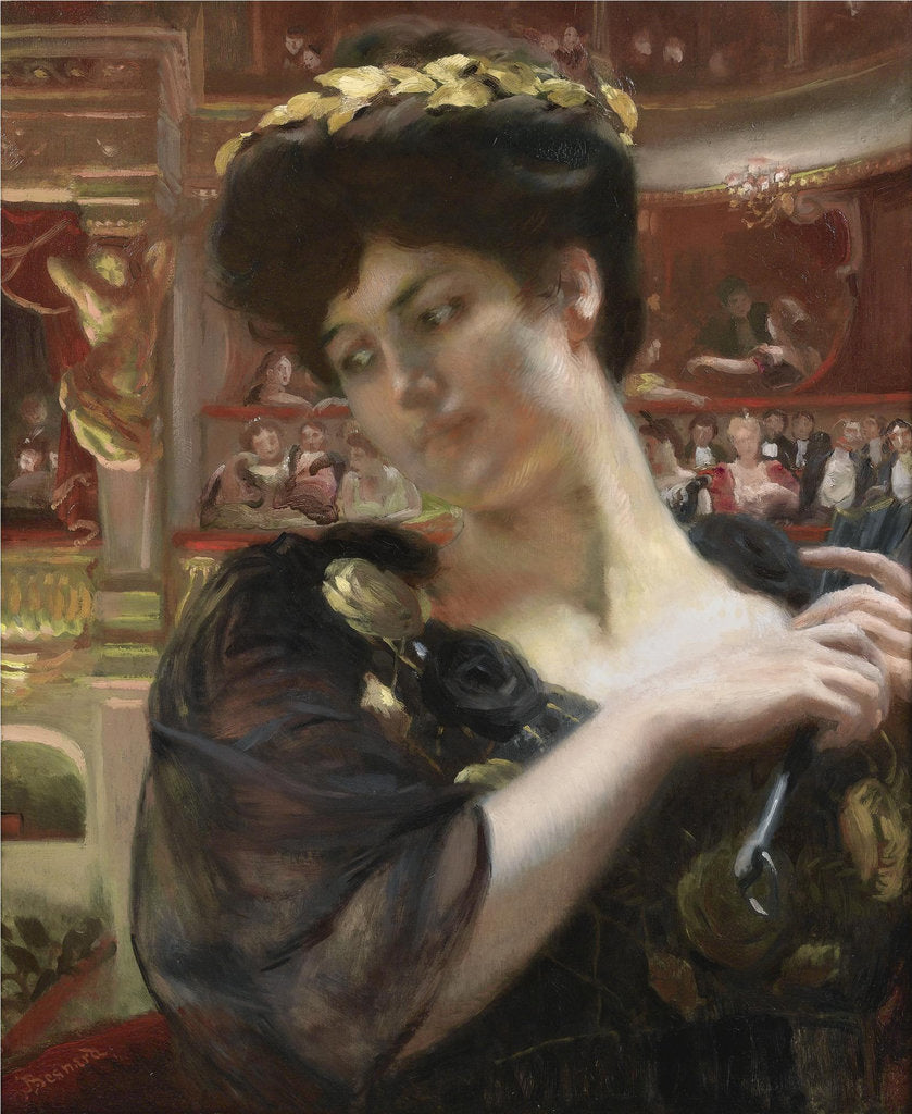 Detail of La Comédie-Française. Portrait of the actress Gabrielle Réjane by Paul-Albert Besnard