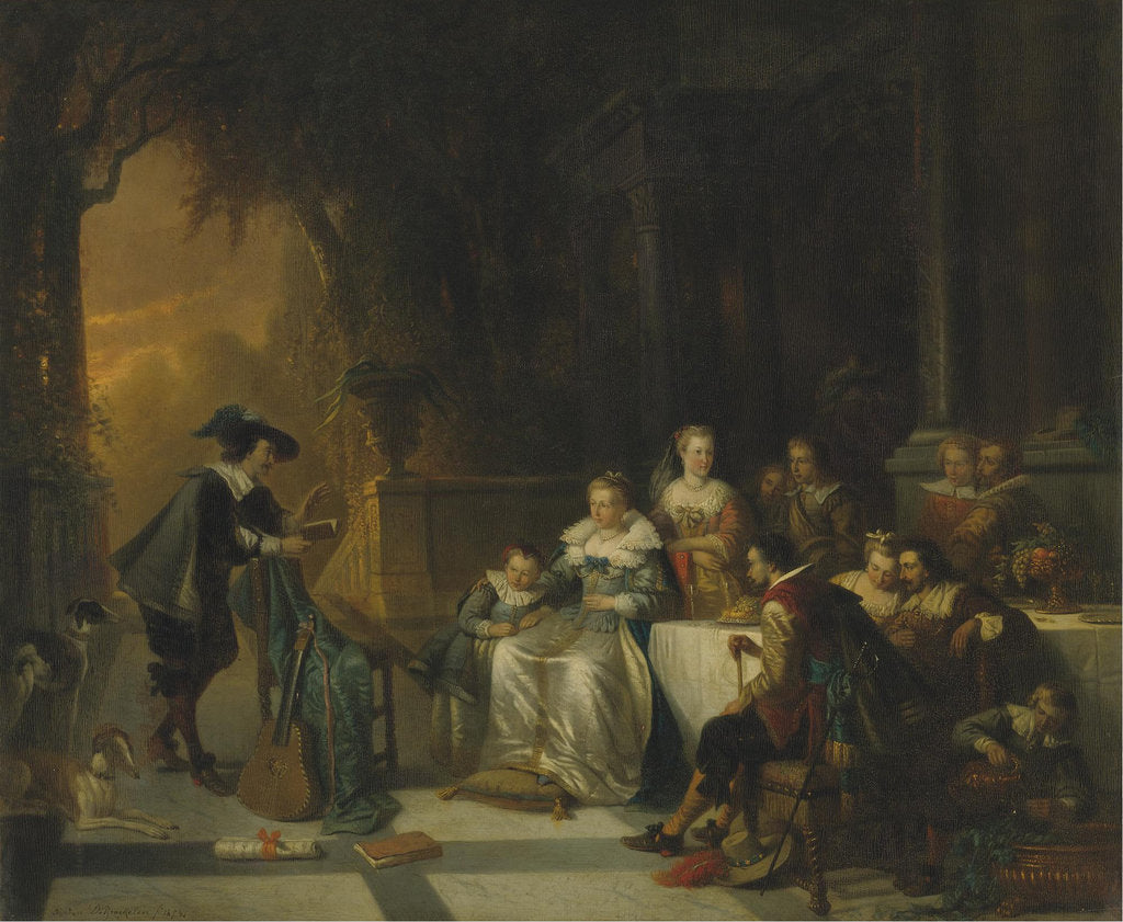 Detail of John Dryden Reading one of His Poems Before the Court, 1869 by Adrien Ferdinand de Braekeleer