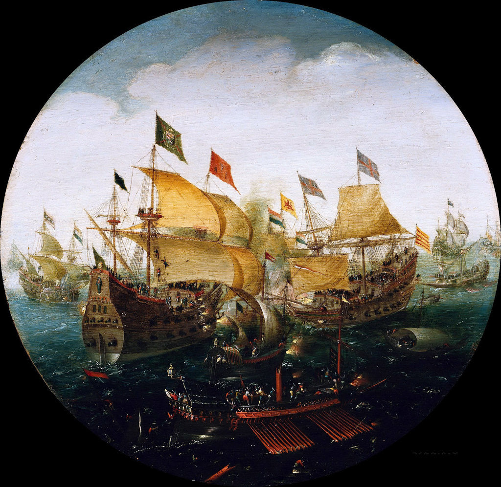 Detail of Sea battle between the Dutch and Spanish ships, 1604 by (Aert van Antum) Aert Anthonisz.