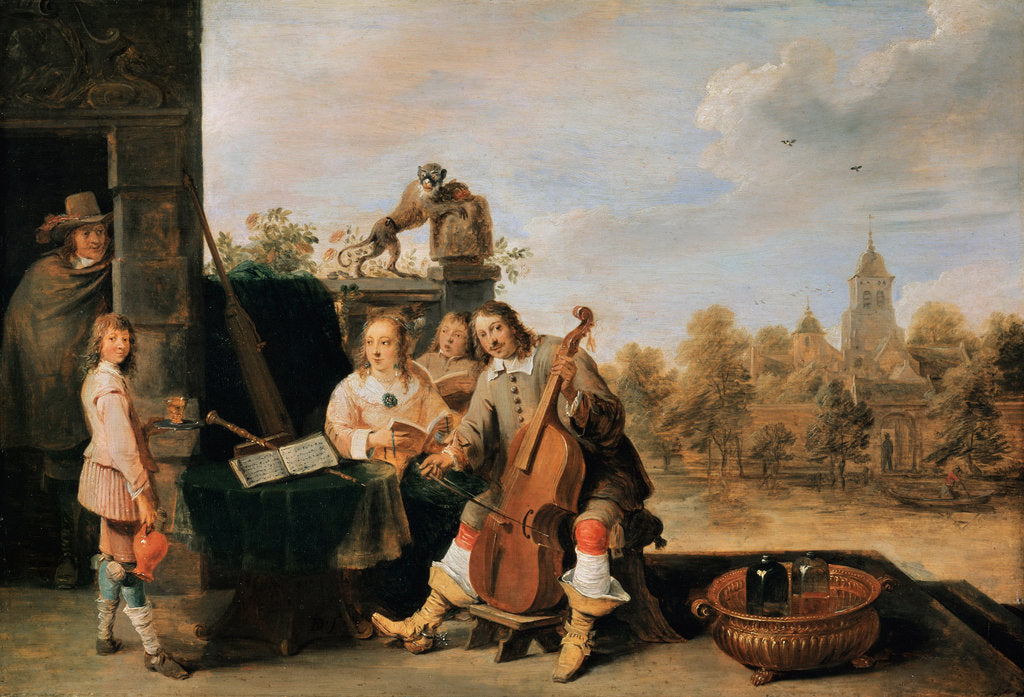 Detail of Self-portrait with Family, c. 1645 by David Teniers the Younger
