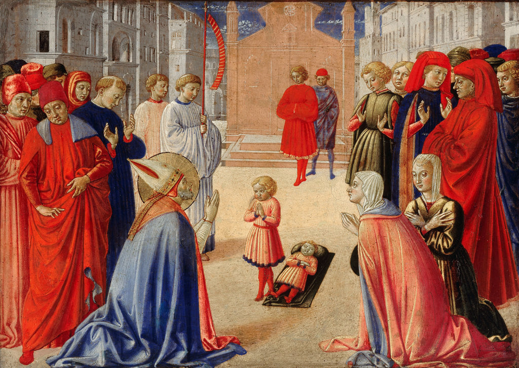 Detail of Saint Zenobius raises a boy from the dead, 1462 by Benozzo Gozzoli