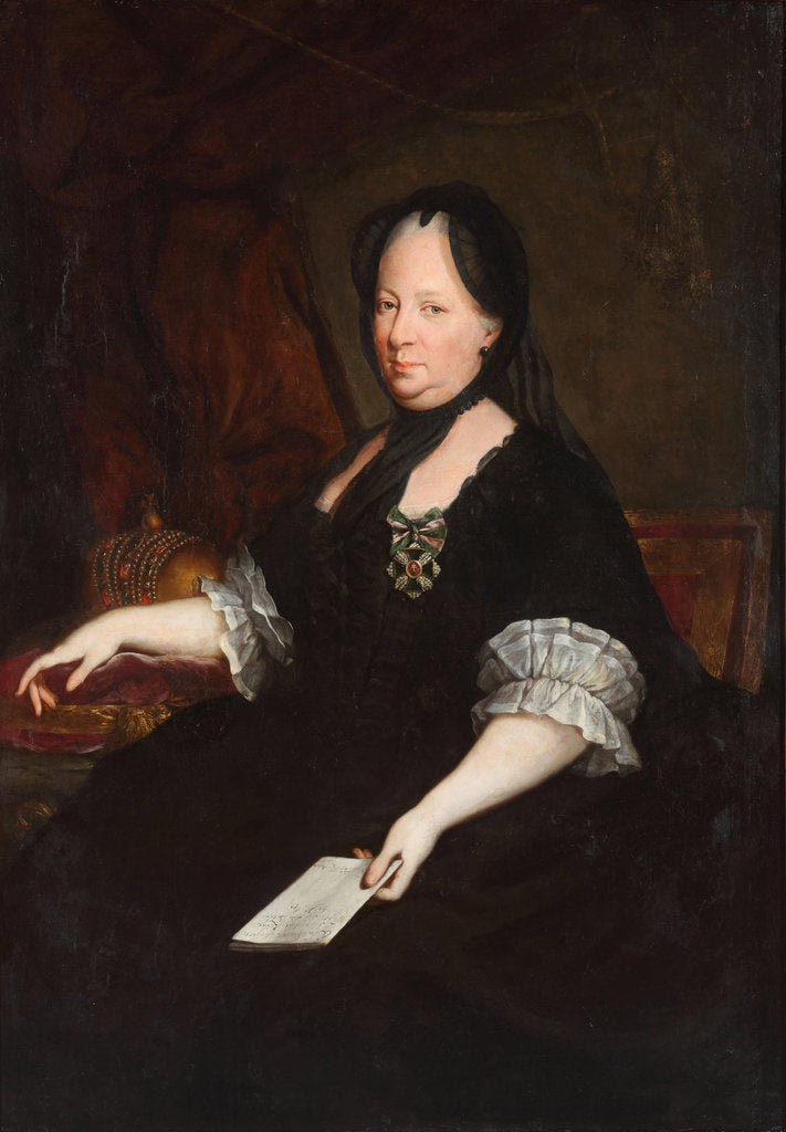 Detail of Portrait of Empress Maria Theresia of Austria as a widow, 1772 by Anton von Maron