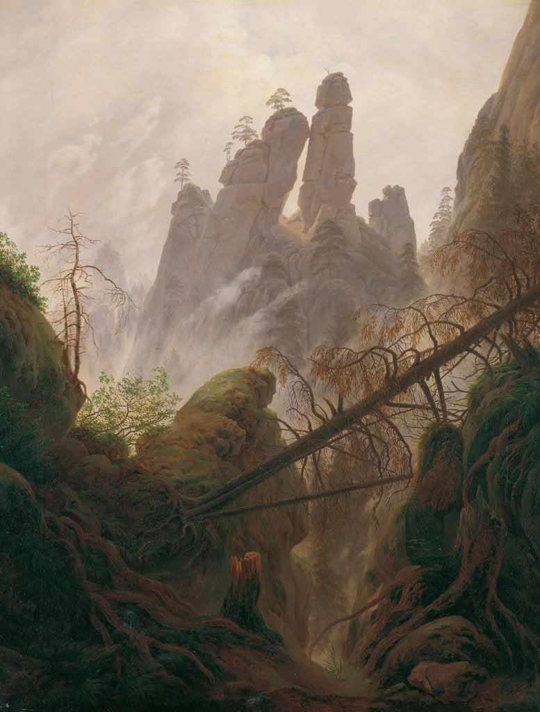 Detail of Rocky Landscape in the Elbe Sandstone Mountains, 1822-1823 by Caspar David Friedrich