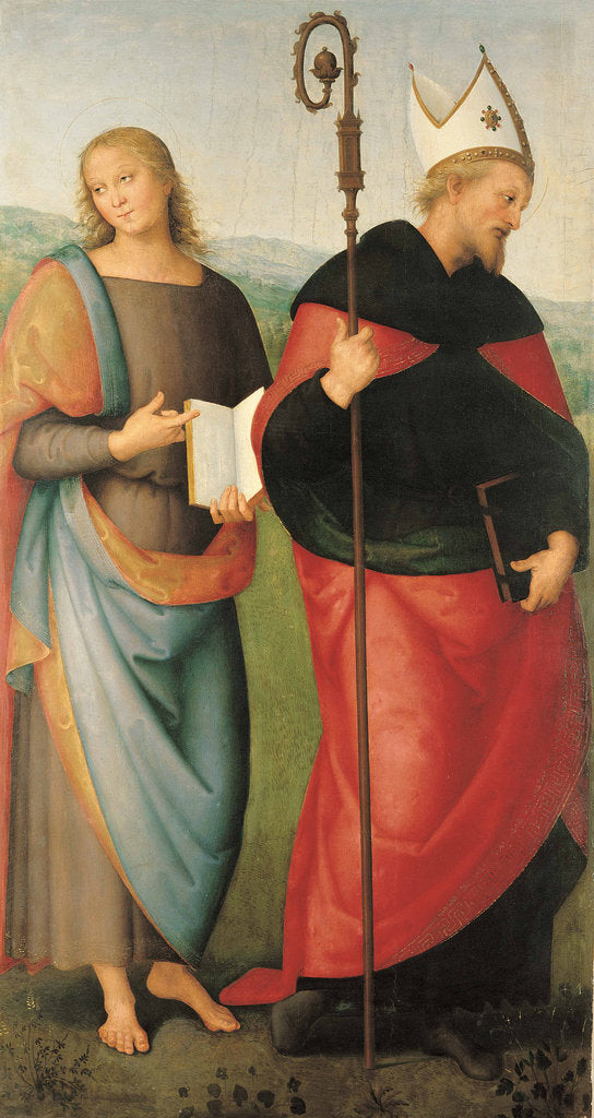 Detail of Saints John the Evangelist and Augustine, 1502-1512 by Perugino