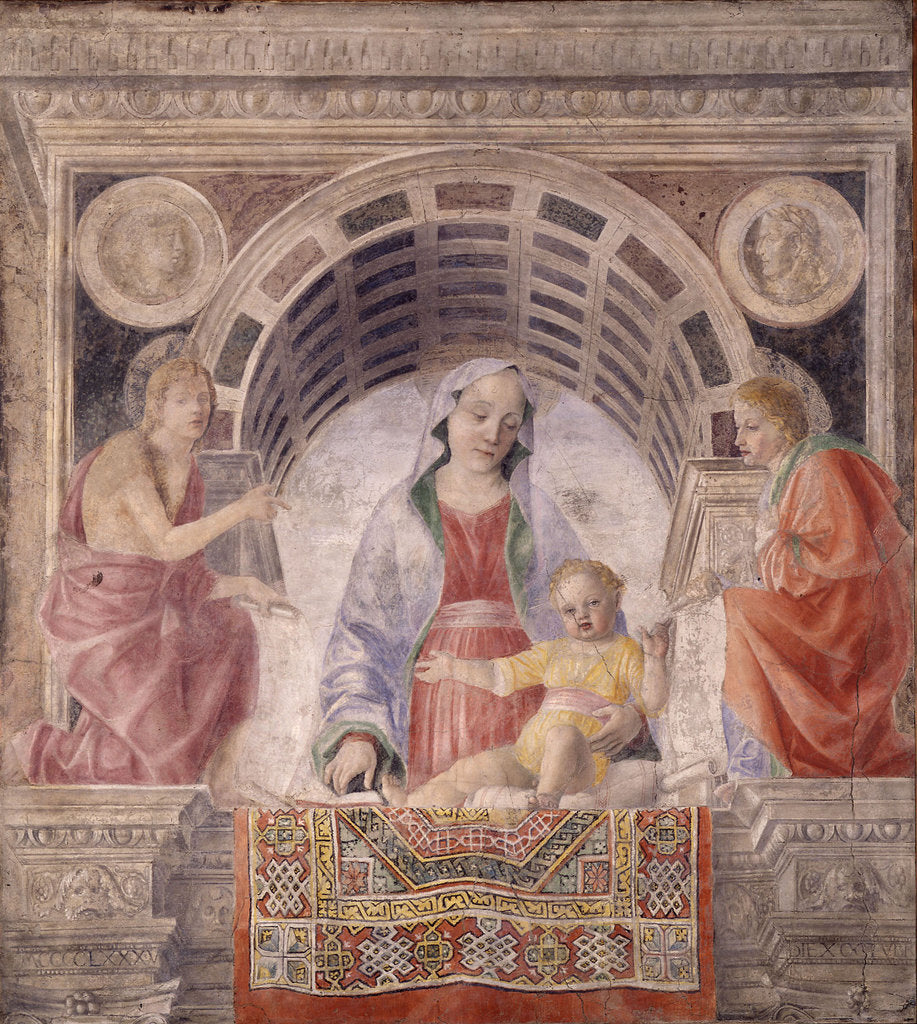 Detail of Madonna and Child with Saints John the Baptist and John the Evangelist, 1485 by Vincenzo Foppa