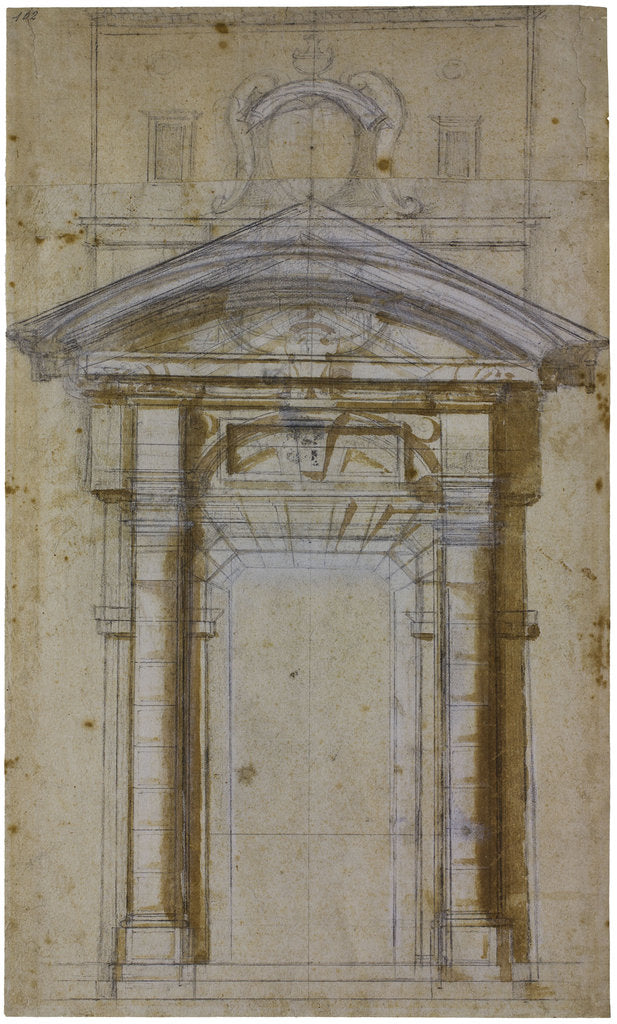 Detail of Study for Porta Pia in Rome, ca 1561 by Michelangelo Buonarroti