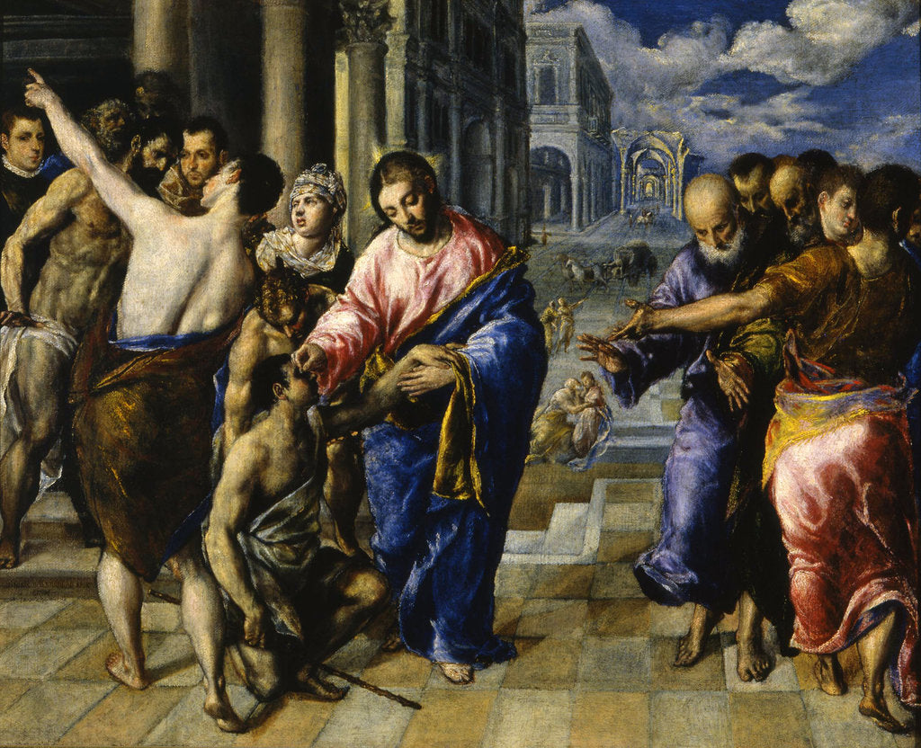 Detail of Jesus healing the blind man, c. 1573 by Dominico El Greco
