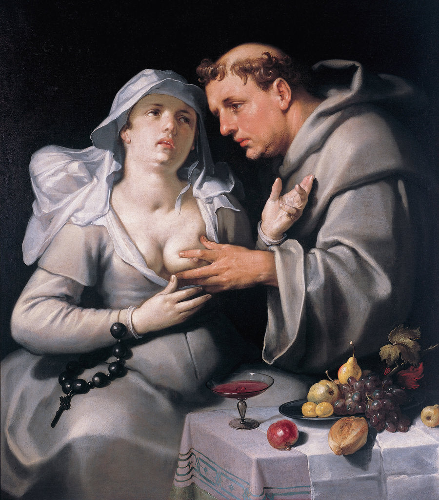 Detail of A monk and a nun, 1591 by Cornelis Cornelisz. van Haarlem