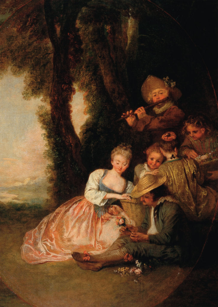 Detail of The Declaration Of Love, c. 1716 by Jean Antoine Watteau