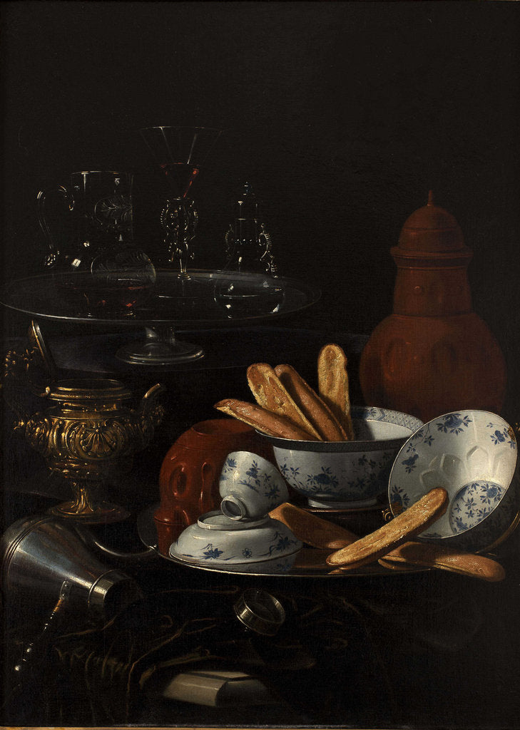 Detail of Still Life with Blue and Porcelain and Toast by Cristoforo Monari