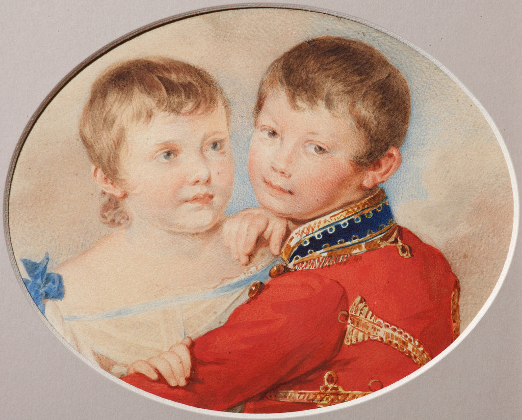 Detail of Portrait of Crown prince Alexander Nikolayevich and Grand Duchess Maria Nikolaevna as Children, 1825 by Pyotr Fyodorovich Sokolov