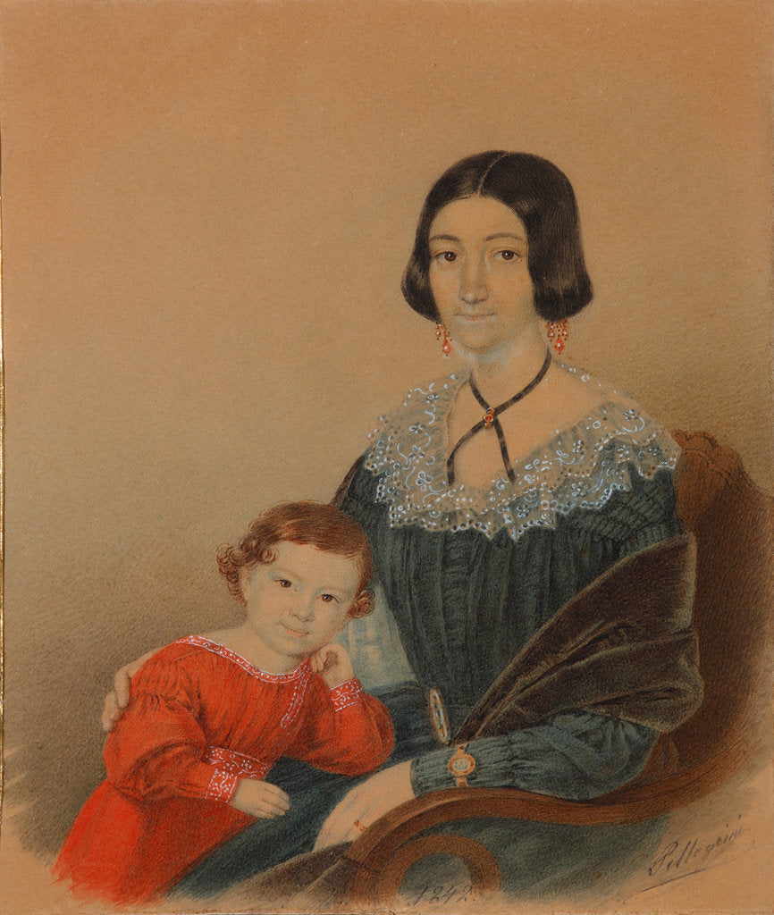 Detail of Portrait of Maria Prokhorovna Krivtsova with son Alexander, 1841 by Anonymous