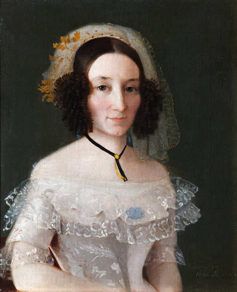 Detail of Portrait of Yelizaveta Alexeyevna Benkendorf, née Janova, 1845 by Fyodor Andreevich Tulov