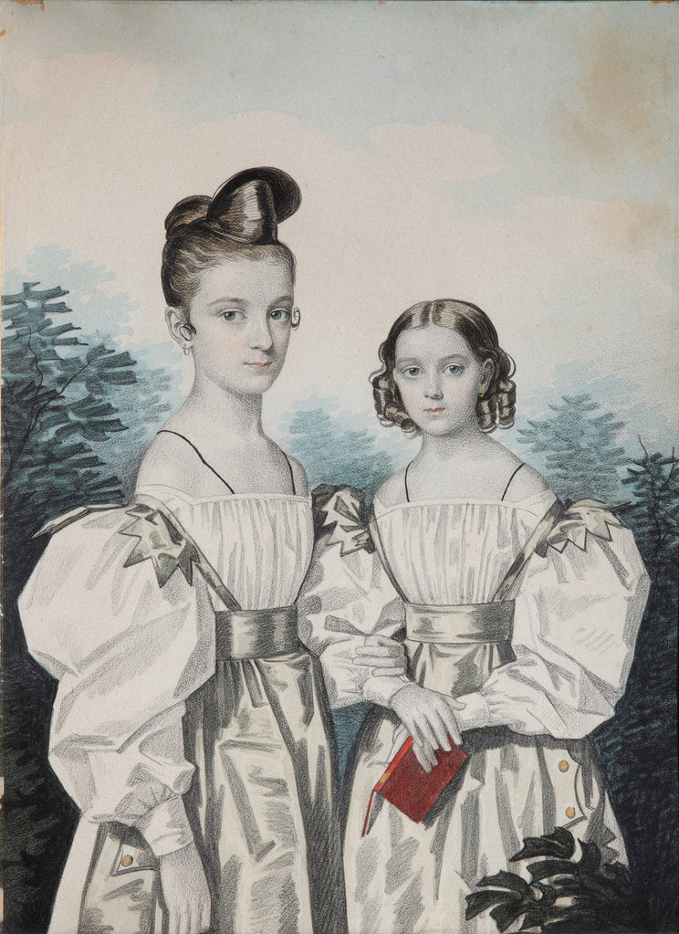 Detail of Portrait of Sisters Anna Petrovna and Elena Petrovna Ushakov, 1830s by Carl von Hampeln