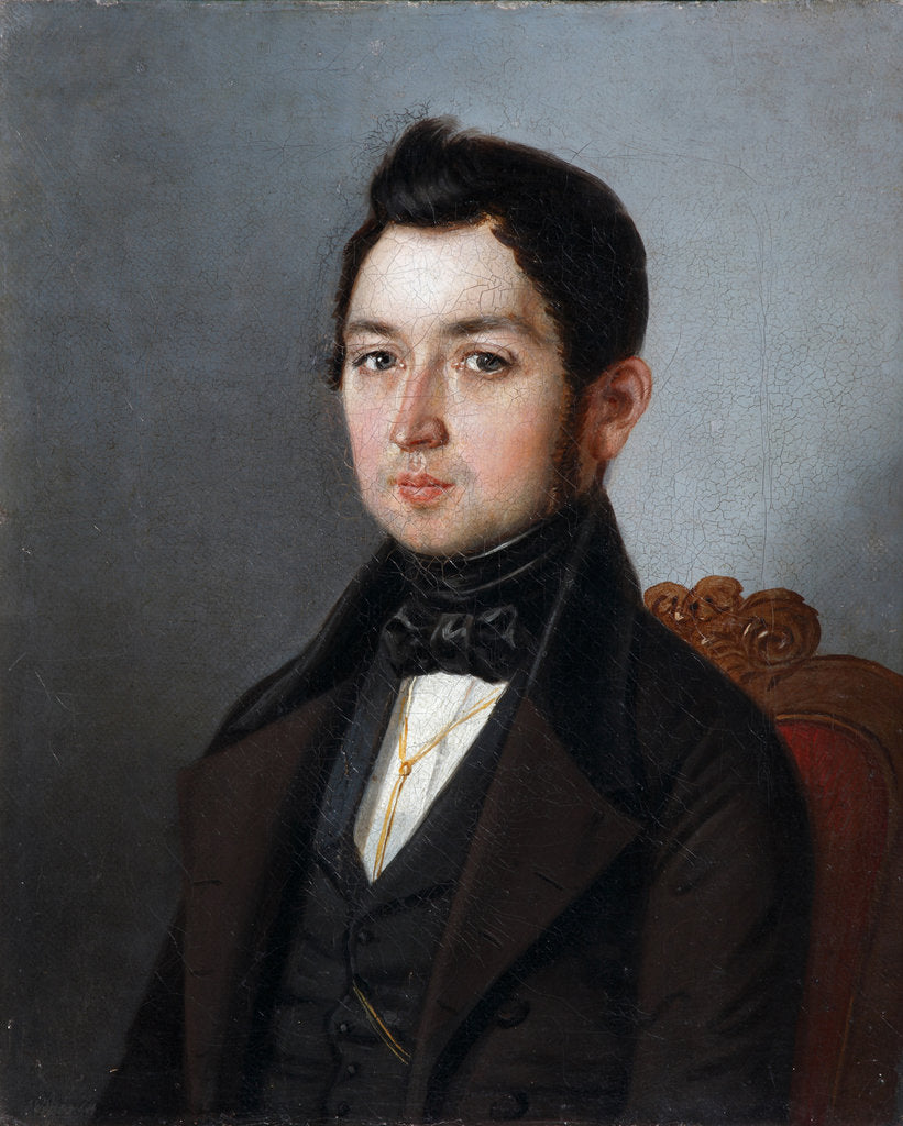 Detail of Portrait of Ivan Ivanovich Molnar, 1840 by Sergey Ivanovich Khlobystayev