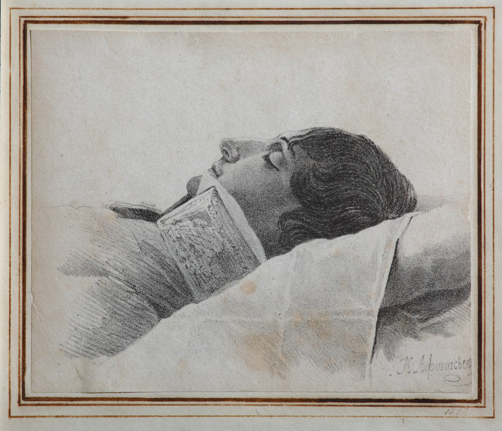 Detail of Dimitri Venevitinov on the deathbed, 1827 by Konstantin Yakovlevich Afanasyev