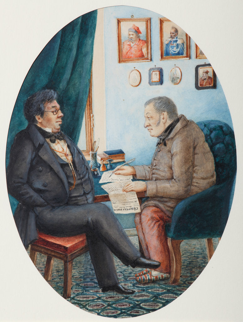 Detail of Faddey Venediktovich Bulgarin and Nikolay Ivanovich Gretsch, 1849 by Pyotr Andreyevich Karatygin