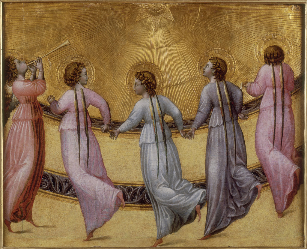 Detail of Five dancing angels, ca 1436 by Giovanni di Paolo