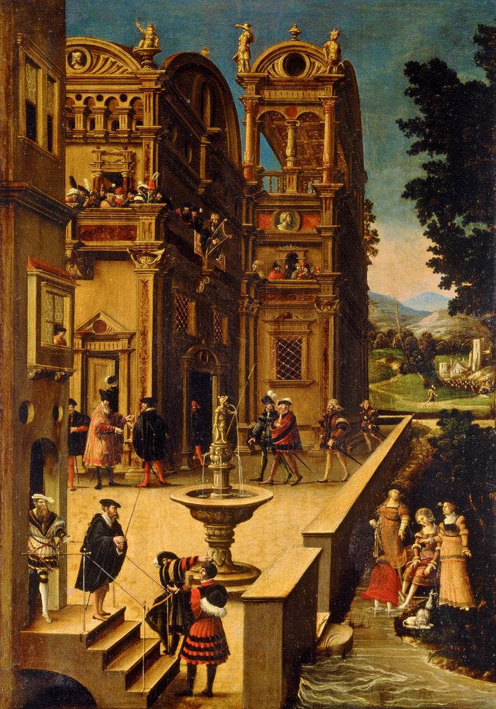 Detail of Bathsheba at Her Bath, after 1537 by Hans Sebald Beham