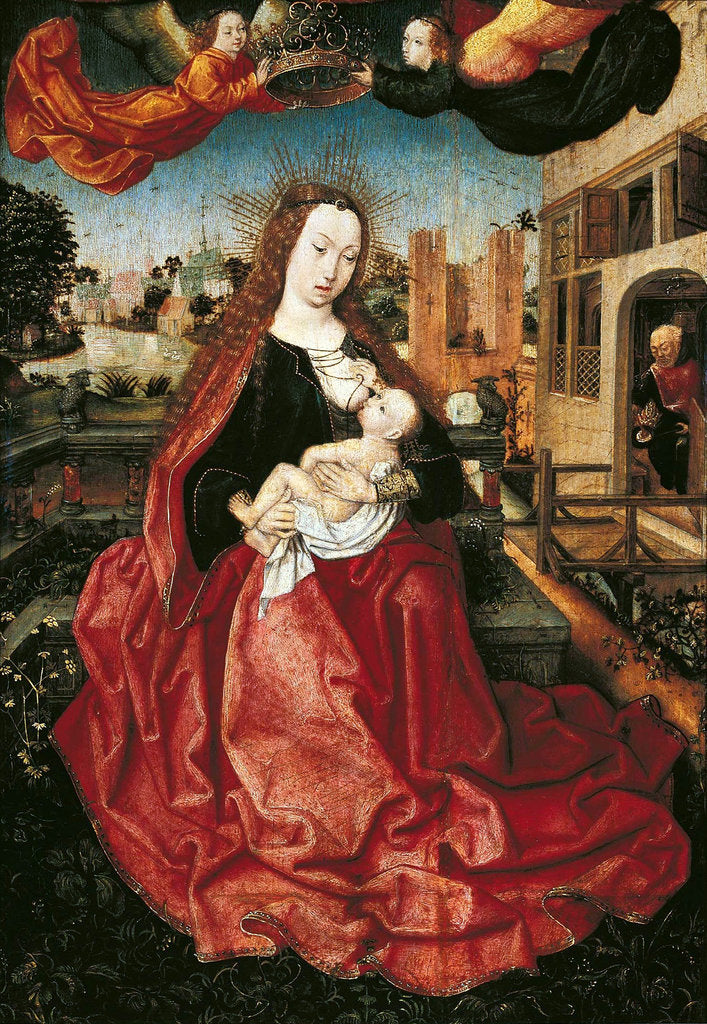 Detail of Madonna and Child crowned by two angels, 1490s by Master of Frankfurt