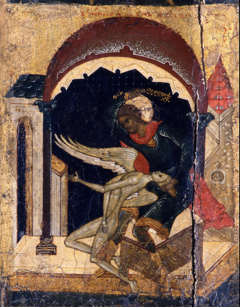 Detail of Saint Nicetas Vanquishing Satan (Detail), 16th century by Russian icon