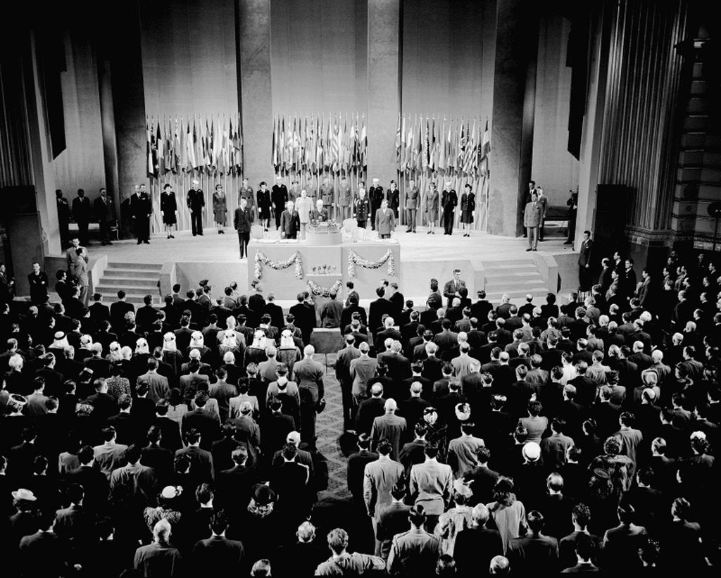 Detail of The 16th Plenary Assembly of the founding conference of the United Nations at the Opera House of San by Anonymous