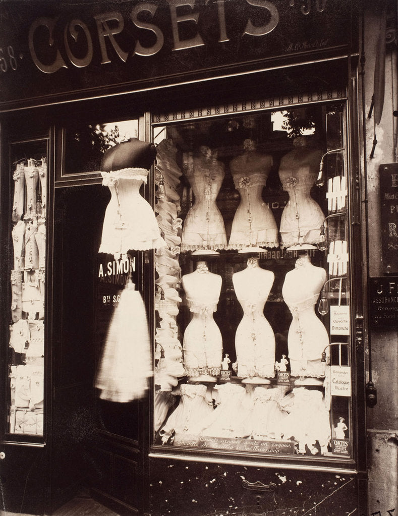 Detail of Corsets. Boulevard de Strasbourg, 1912 by Eugène Atget