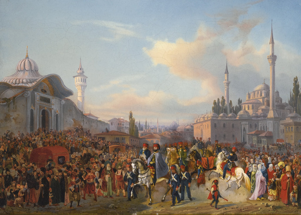 Detail of Sultan Mahmud II Leaving The Bayezid Mosque, Constantinople, 1837 by Auguste Mayer