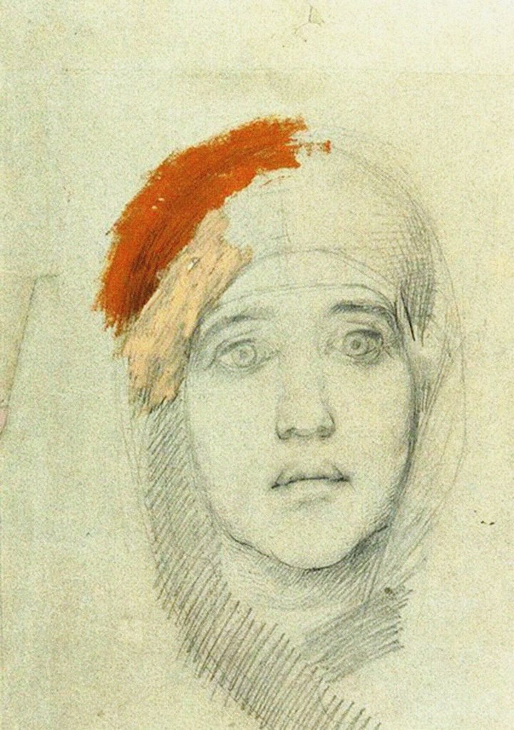 Detail of Head of a Woman, 1884 by Mikhail Alexandrovich Vrubel