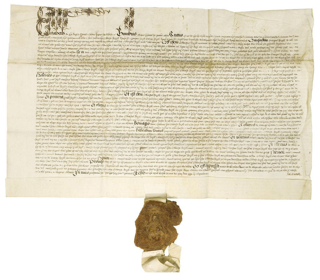 Detail of Document signed by Queen Elizabeth I with Royal Great Seal, 1564 by Historical Document