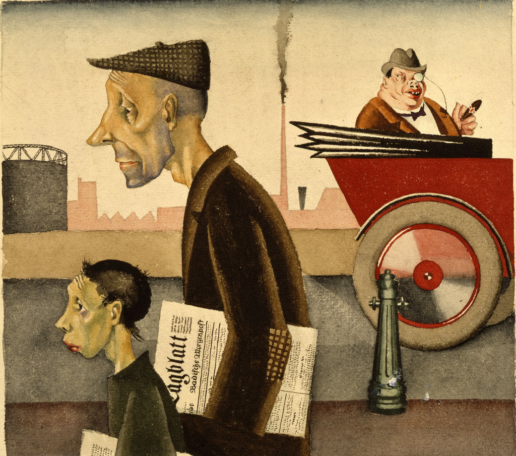 Detail of Newspaper people, 1921 by Georg Scholz