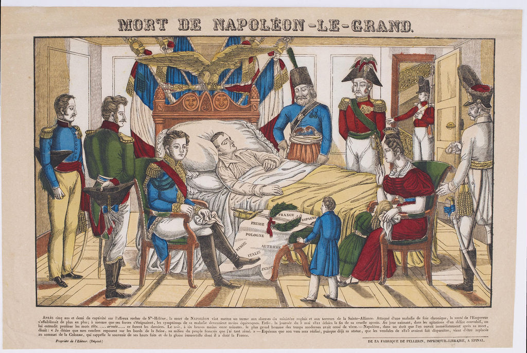 Detail of Napoleon Bonaparte on his deathbed, May 5, 1821, 1821-1822 by Vosges Imagerie d'Épinal