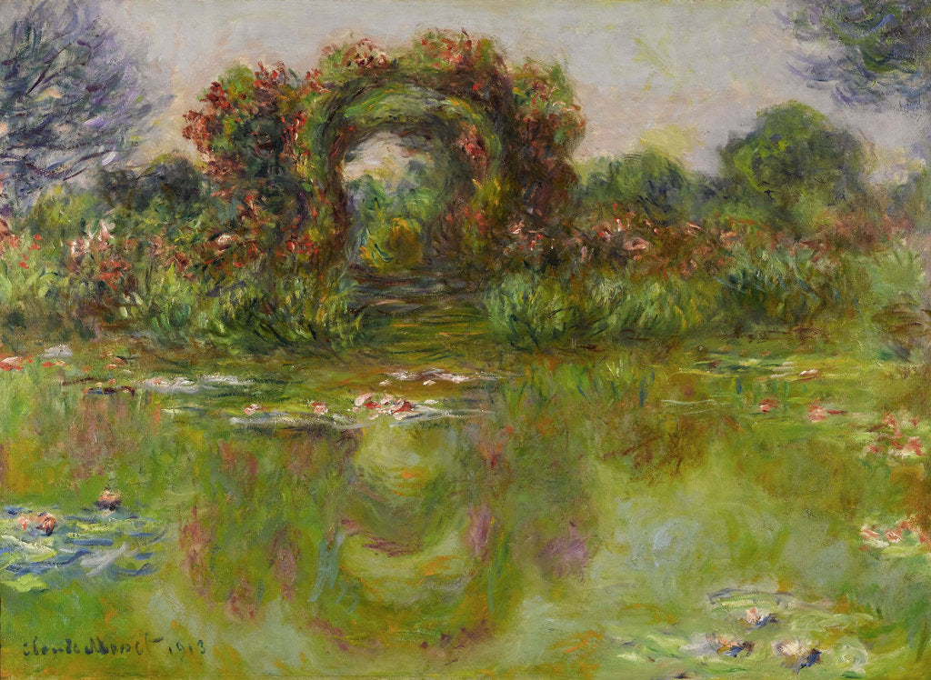 Detail of Bassin aux Nymphéas, les Rosiers, 1913 by Claude Monet