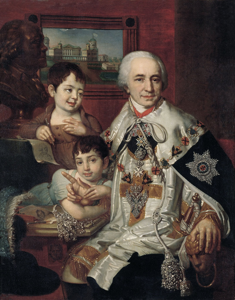 Detail of Portrait of Admiral Count Grigory Grigoryevich Kushelev with children, 1801 by Vladimir Lukich Borovikovsky