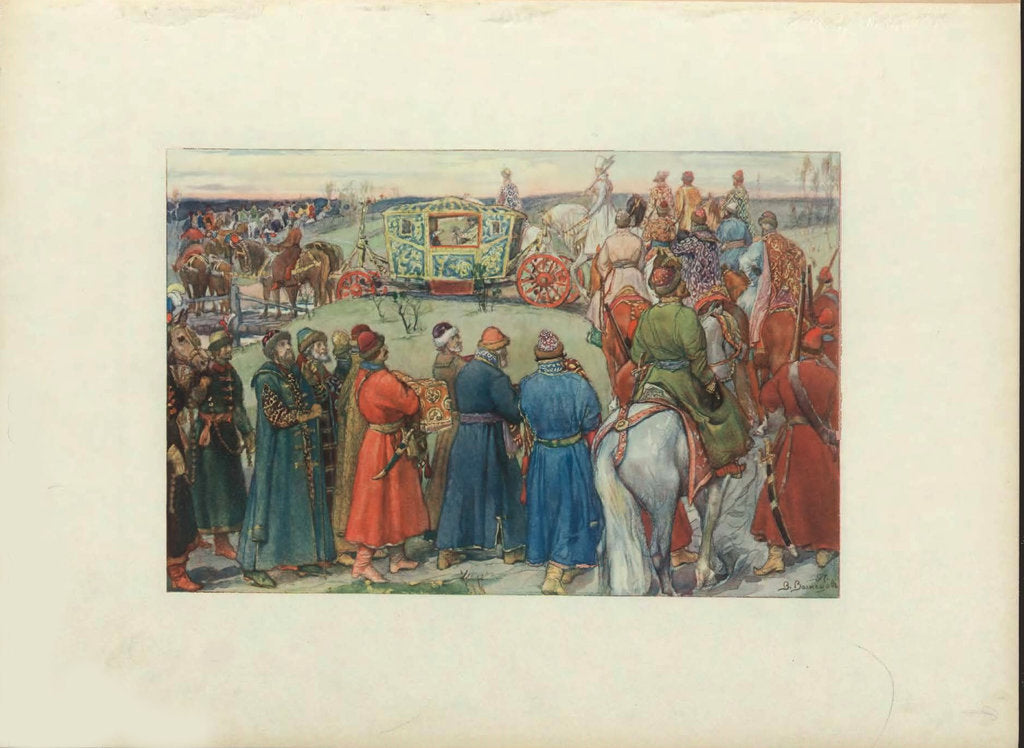 Detail of Tsars Alexei Mikhailovich Ride to the Hunt, 1896 by Viktor Mikhaylovich Vasnetsov