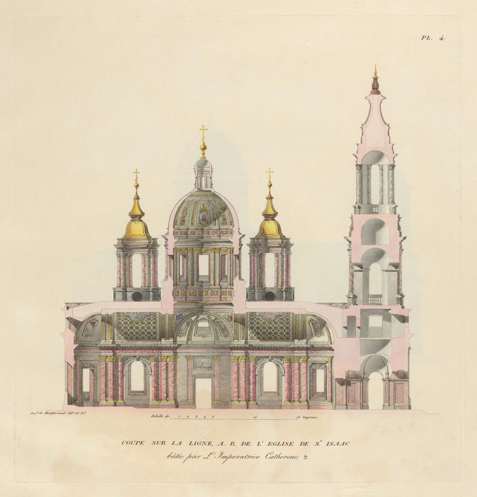 Detail of The Saint Isaacs Cathedral, 1820 by Auguste de Montferrand