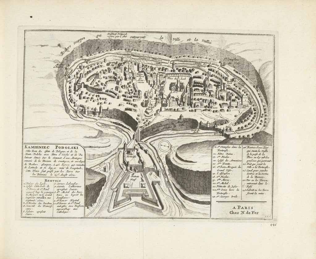 Detail of Map of Kamyanets-Podilsky, 1726 by Pieter van der Aa