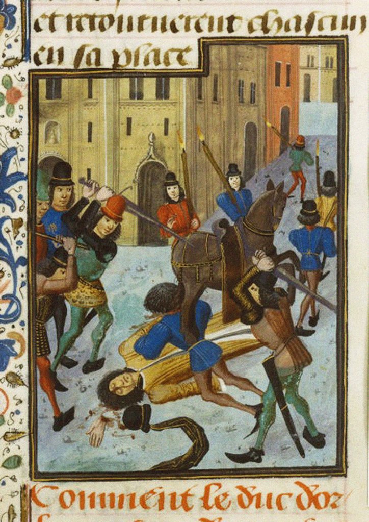 Detail of The Assassination of Louis I, Duke of Orléans, ca. 1470-1480 by Maître de la Chronique d'Angleterre
