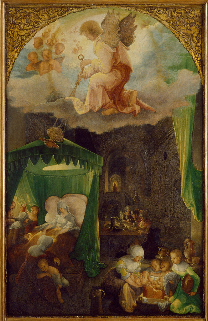 Detail of The Nativity of the Virgin, ca 1521 by Wolf Huber