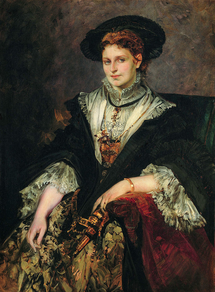 Detail of Portrait of Bertha von Piloty, 1872-1873 by Hans Makart