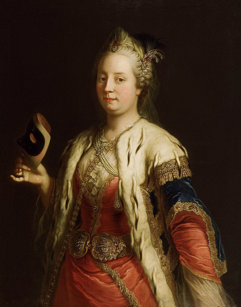 Detail of Portrait of Empress Maria Theresia of Austria with mask à la Turque, before 1750 by Martin van Meytens the Younger