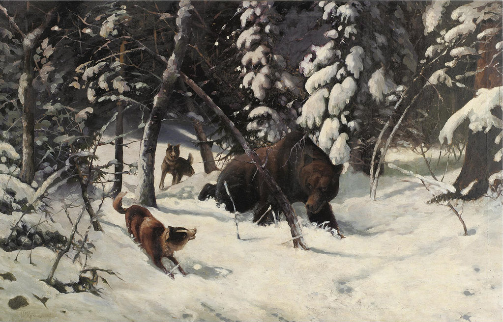 Detail of The Bear Hunt by Illarion Mikhailovich Pryanishnikov