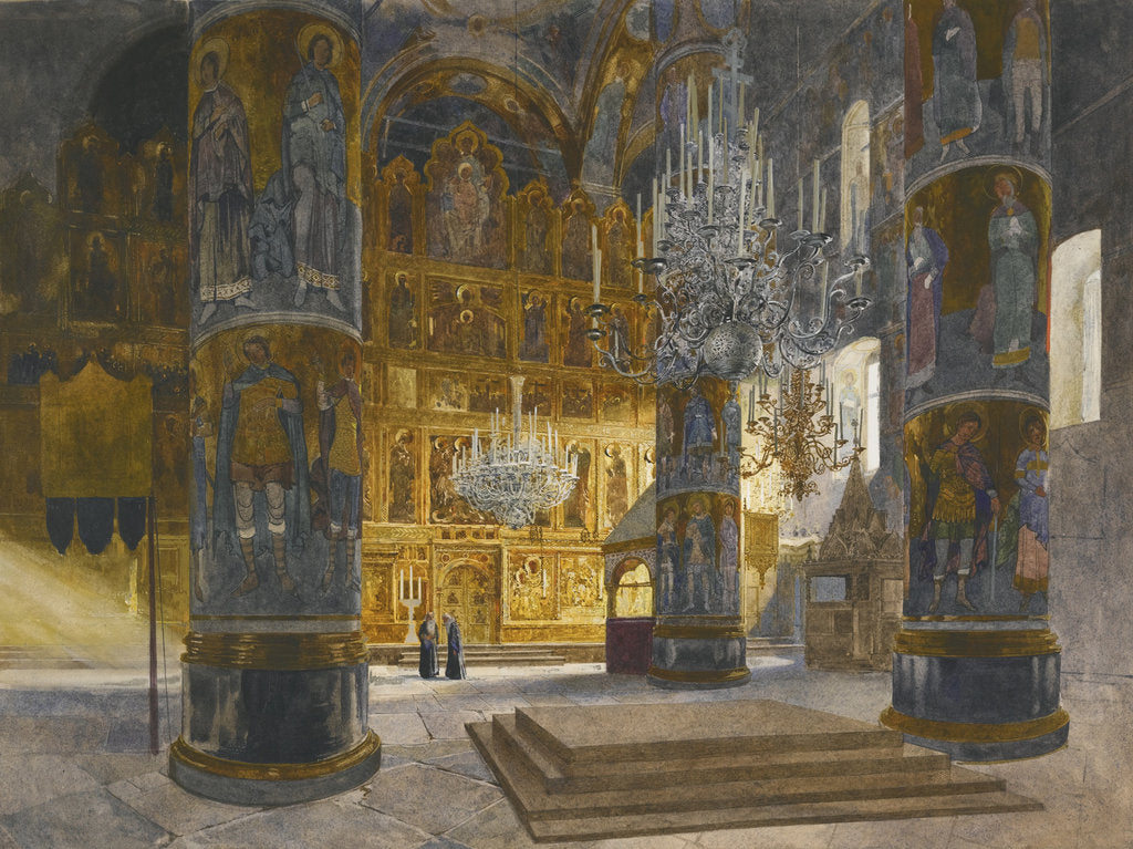 Detail of Interior of the Cathedral of the Dormition in the Moscow Kremlin, 1898 by Franz Kopallik