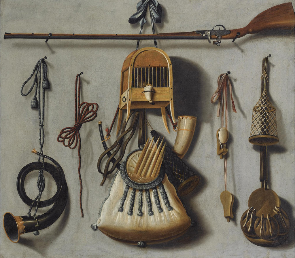Detail of Still-Life with Hunting Equipment by Johannes Leemans
