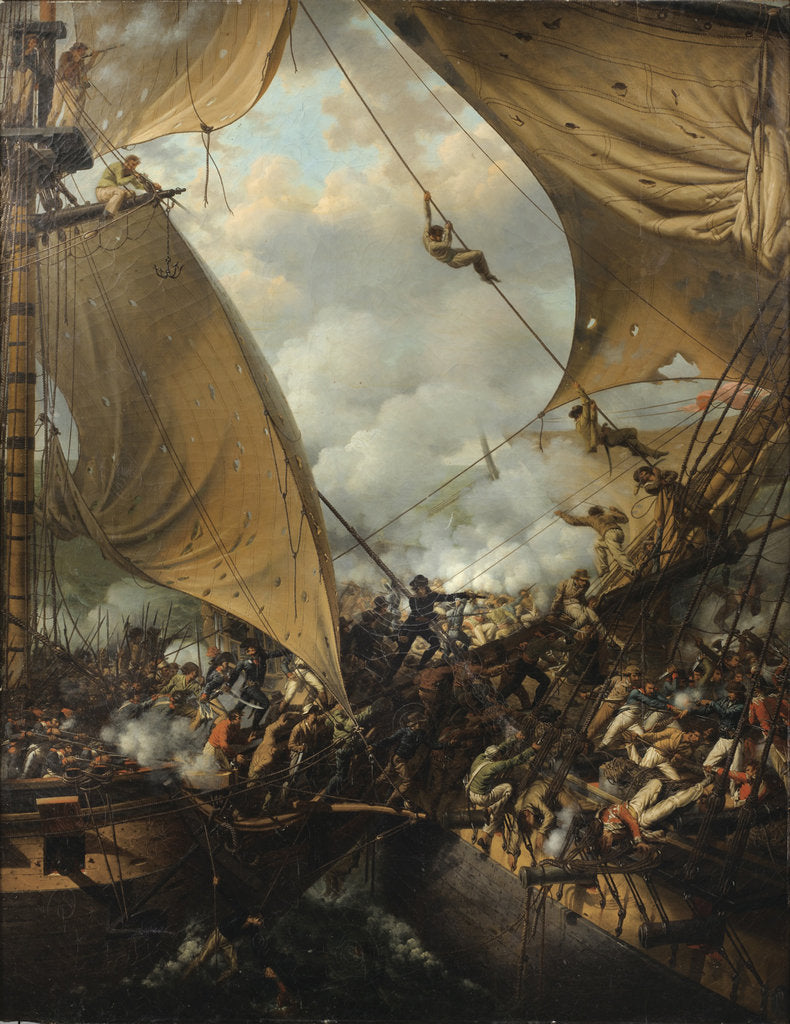 Detail of Boarding scene by Louis-Philippe Crépin